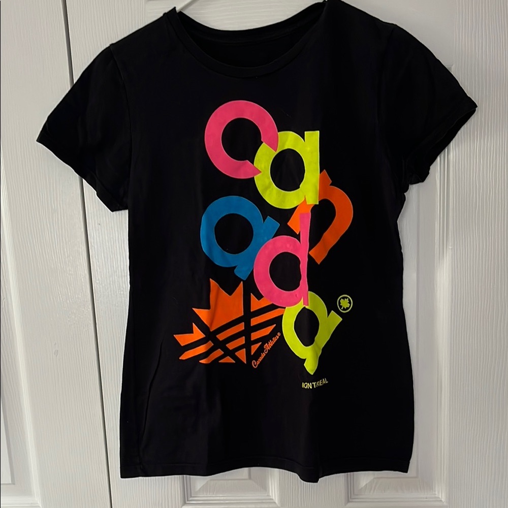 Canada Athletics Retro T-Shirt Montreal Neon on Black Medium